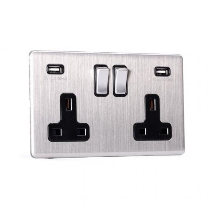 Sanki 日本山崎 13A USB 充電插座 (孖位) SK-2G2U